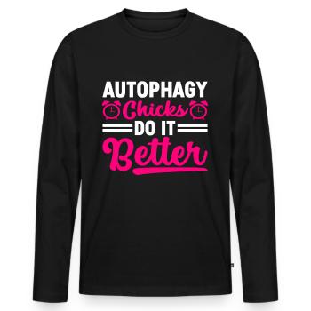Intermittent fasting Intermittent fasting - Men's Premium Organic Long Sleeve Shirt - black - Front - Nico (187cm)