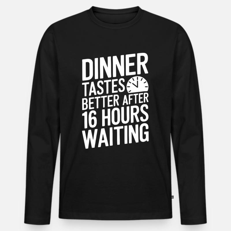 Intervallfasten Intermittierendes Fasten - Männer Premium Bio Langarmshirt - Schwarz