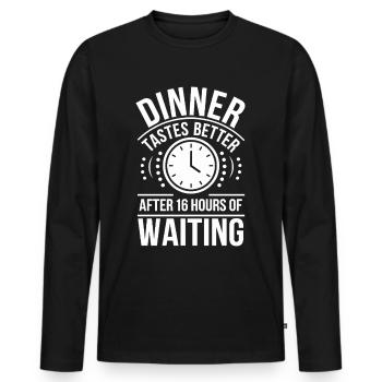 Intermittent fasting Intermittent fasting - Men's Premium Organic Long Sleeve Shirt - black - Front - Nico (187cm)