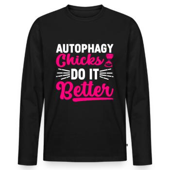 Intermittent fasting Intermittent fasting - Men's Premium Organic Long Sleeve Shirt - black - Front - Nico (187cm)