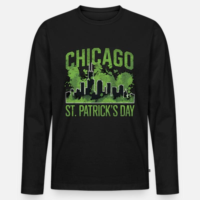 Chicago St Patricks Day - Männer Premium Bio Langarmshirt - Schwarz