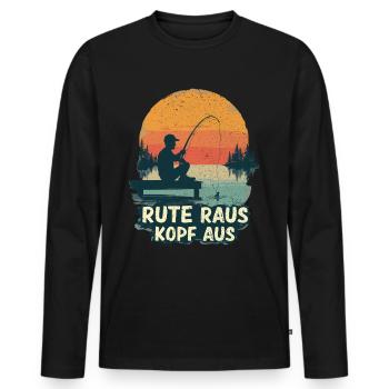 Angeln Angler Fischer Fischen Angel Spruch - Männer Premium Bio Langarmshirt - Schwarz - Vorne - Nico (187cm)