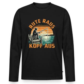 Angeln Angler Fischer Fischen Angel Spruch - Männer Premium Bio Langarmshirt - Schwarz - Vorne - Nico (187cm)