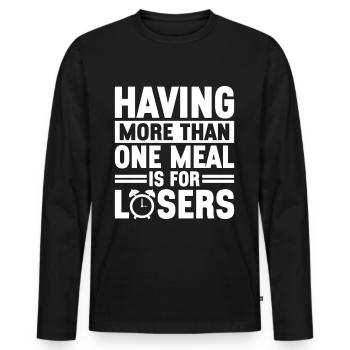 Intermittent fasting Intermittent fasting - Men's Premium Organic Long Sleeve Shirt - black - Front - Nico (187cm)