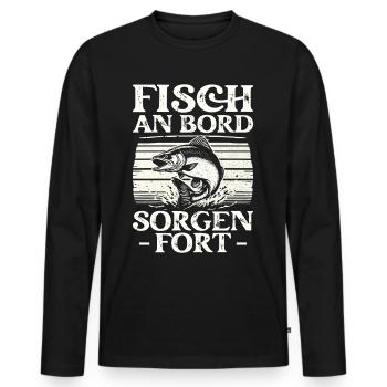 Angeln Angler Fischer Fischen Angel Spruch - Männer Premium Bio Langarmshirt - Schwarz - Vorne - Nico (187cm)