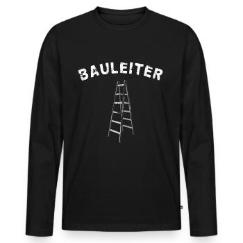 Bauleiter - Holzleiter - Baustelle - Beruf - Männer Premium Bio Langarmshirt - Schwarz - Vorne - Nico (187cm)