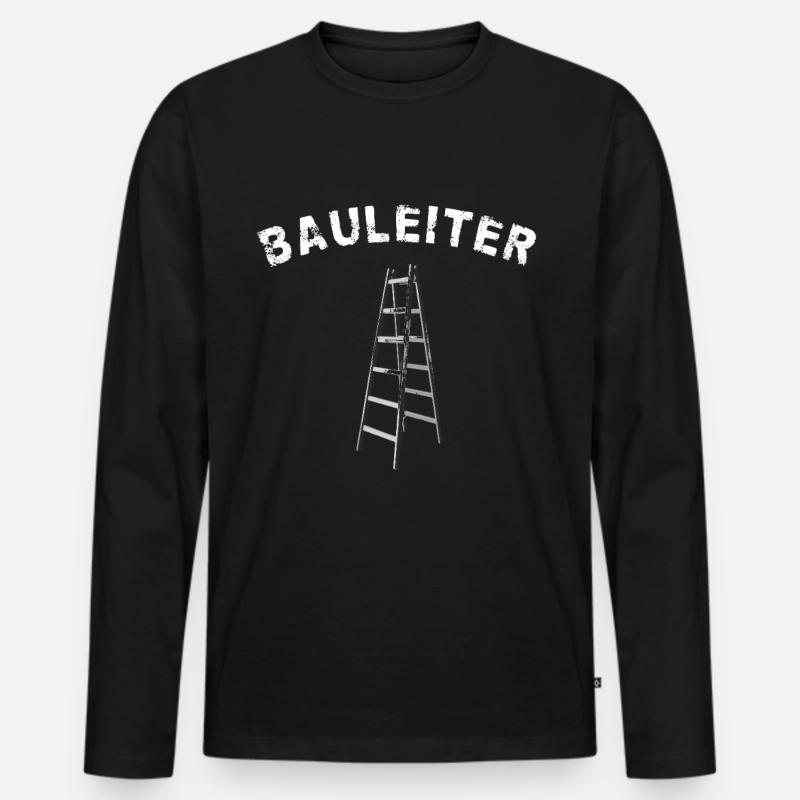 Bauleiter - Holzleiter - Baustelle - Beruf - Männer Premium Bio Langarmshirt - Schwarz