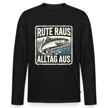 Angeln Angler Fischer Fischen Angel Spruch - Männer Premium Bio Langarmshirt - Schwarz - Vorne - Nico (187cm)