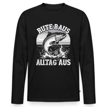 Angeln Angler Fischer Fischen Angel Spruch - Männer Premium Bio Langarmshirt - Schwarz - Vorne - Nico (187cm)