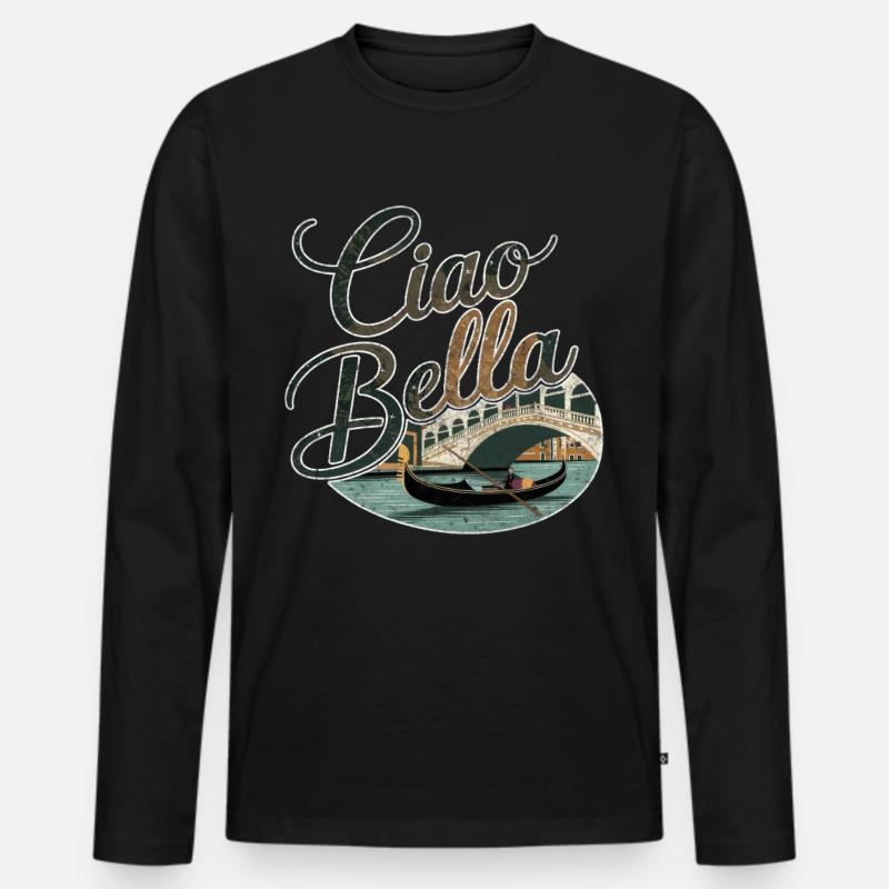 Ciao Bella - Männer Premium Bio Langarmshirt - Schwarz