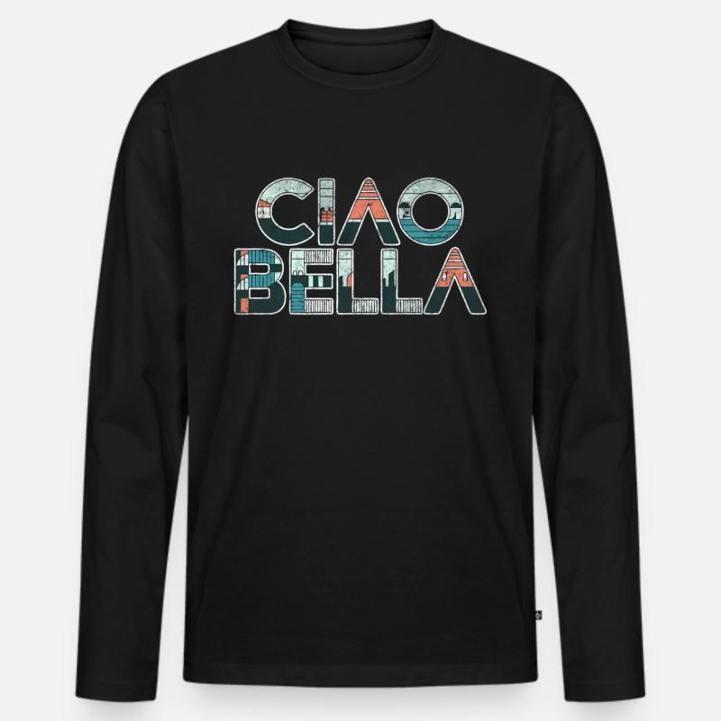 Ciao Bella - Männer Premium Bio Langarmshirt - Schwarz