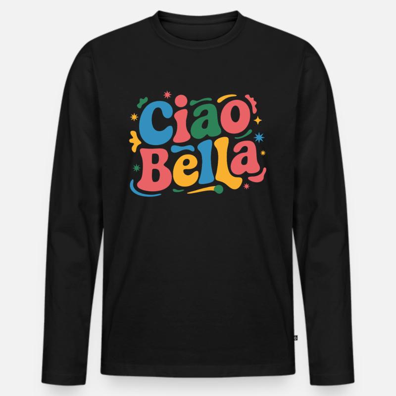 Ciao Bella - Männer Premium Bio Langarmshirt - Schwarz