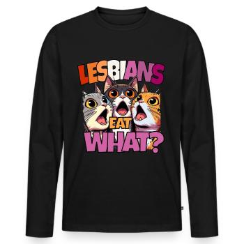 Lesbians Eat What? Pride Pride Funny Cats LGBTQ - Men's Premium Organic Long Sleeve Shirt - black - Front - Nico (187cm)