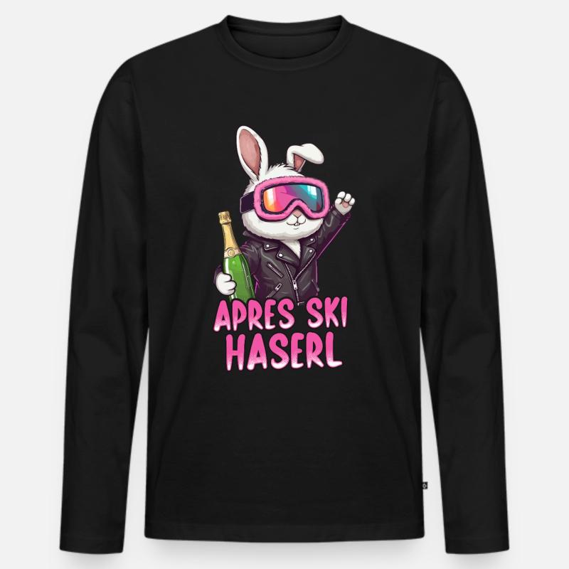 Apres Ski Haserl - Männer Premium Bio Langarmshirt - Schwarz