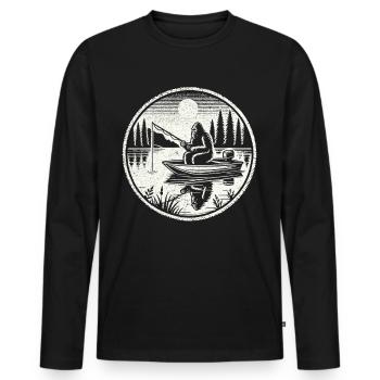 Fishing, Angler, Fisherman, Fishing, Bigfoot - Men's Premium Organic Long Sleeve Shirt - black - Front - Nico (187cm)
