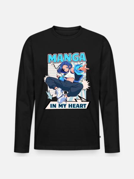 Manga Bøger Manga Elskere - Premium økologisk langærmet T-shirt til mænd - sort