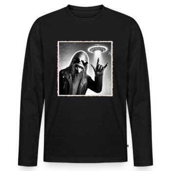Rock, Rocker, Musique rock, Heavy metal, Rock Hand - T-shirt manches longues Premium bio Homme - noir - Devant - Nico (187cm)