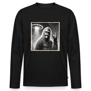 Rock, Rocker, Musique rock, Heavy metal, Rock Hand - T-shirt manches longues Premium bio Homme - noir - Devant - Nico (187cm)