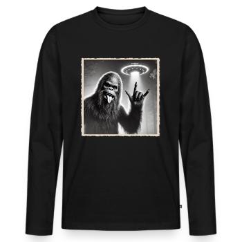 Rock, Rocker, Musique rock, Heavy metal, Rock Hand - T-shirt manches longues Premium bio Homme - noir - Devant - Nico (187cm)