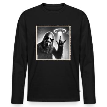 Rock, Rocker, Musique rock, Heavy metal, Rock Hand - T-shirt manches longues Premium bio Homme - noir - Devant - Nico (187cm)