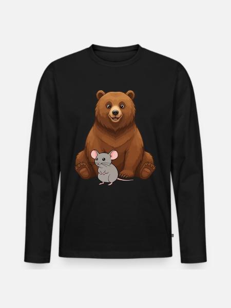 Bear and Mouse Best Friends - Men's Premium Organic Long Sleeve Shirt - black