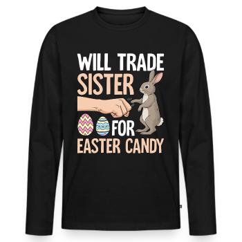 Échangera la sœur contre des bonbons de Pâques - T-shirt manches longues Premium bio Homme - noir - Devant - Nico (187cm)