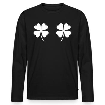 Shamrock Boobs Irish Boobies - Männer Premium Bio Langarmshirt - Schwarz - Vorne - Nico (187cm)