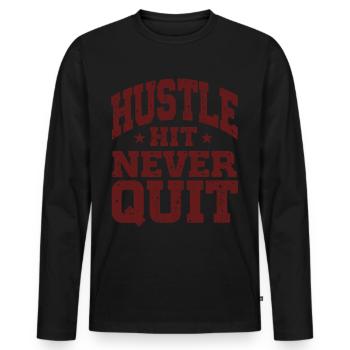 Hustle Hit Never Quit Athlete Fitness - T-shirt manches longues Premium bio Homme - noir - Devant - Nico (187cm)