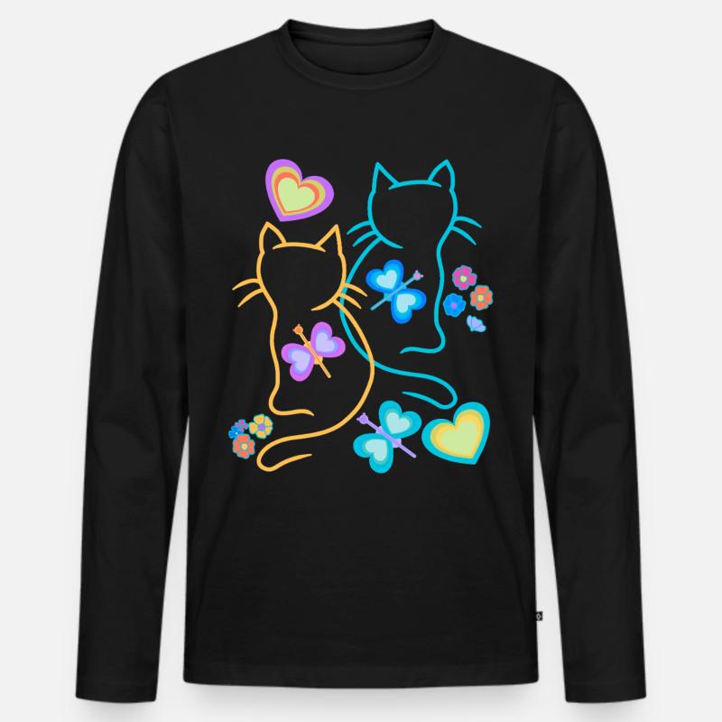 Katze Katzen Kätzchen - Männer Premium Bio Langarmshirt - Schwarz