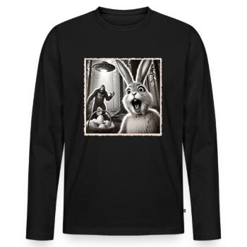 Easter, Funny Easter Bunny, Bunny Selfie Easter Party - Men's Premium Organic Long Sleeve Shirt - black - Front - Nico (187cm)