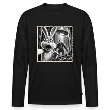 Easter, Funny Easter Bunny, Bunny Selfie Easter Party - Men's Premium Organic Long Sleeve Shirt - black - Front - Nico (187cm)