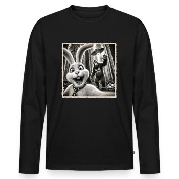 Easter, Funny Easter Bunny, Bunny Selfie Easter Party - Men's Premium Organic Long Sleeve Shirt - black - Front - Nico (187cm)
