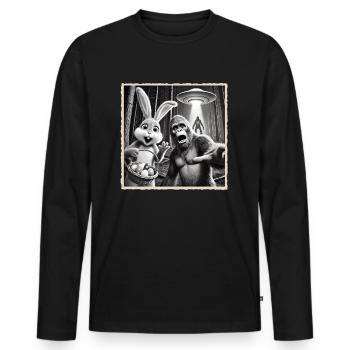 Easter, Funny Easter Bunny, Bunny Selfie Easter Party - Men's Premium Organic Long Sleeve Shirt - black - Front - Nico (187cm)