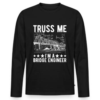Ingénieur des ponts Construction de ponts - T-shirt manches longues Premium bio Homme - noir - Devant - Nico (187cm)