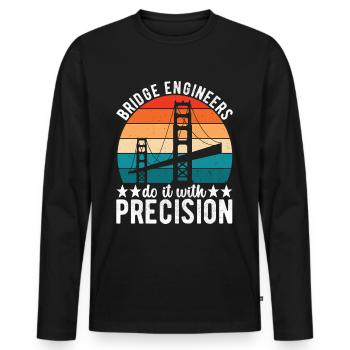 Ingénieur des ponts Construction de ponts - T-shirt manches longues Premium bio Homme - noir - Devant - Nico (187cm)