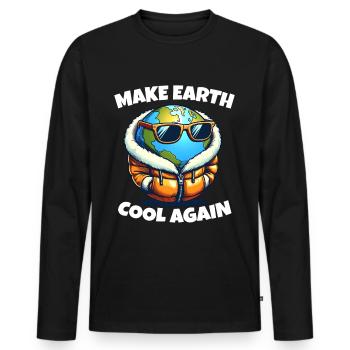 Make Earth Cool Again Climate Change Protest Demo - Men's Premium Organic Long Sleeve Shirt - black - Front - Nico (187cm)