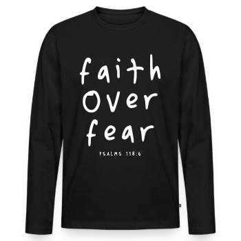 Glaube statt Angst – Psalm 118,6 Christliches Zitat - Männer Premium Bio Langarmshirt - Schwarz - Vorne - Nico (187cm)