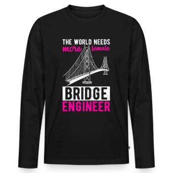 Ingénieur des ponts Construction de ponts - T-shirt manches longues Premium bio Homme - noir - Devant - Nico (187cm)