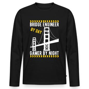 Ingénieur des ponts Construction de ponts - T-shirt manches longues Premium bio Homme - noir - Devant - Nico (187cm)