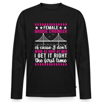 Ingénieur des ponts Construction de ponts - T-shirt manches longues Premium bio Homme - noir - Devant - Nico (187cm)