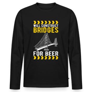 Ingénieur des ponts Construction de ponts - T-shirt manches longues Premium bio Homme - noir - Devant - Nico (187cm)