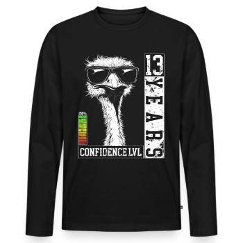 13 Jahre Geburtstag Teenager Strauß Vogel Geschenk - Männer Premium Bio Langarmshirt - Schwarz - Vorne - Nico (187cm)