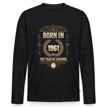 Born in 1961 – The Year of Legends Gift Idea - Men's Premium Organic Long Sleeve Shirt - black - Front - Nico (187cm)