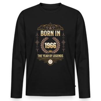 Born in 1966 – The Year of Legends Gift Idea - Men's Premium Organic Long Sleeve Shirt - black - Front - Nico (187cm)