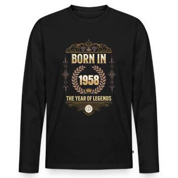 Born in 1958 – The Year of Legends Gift Idea - Men's Premium Organic Long Sleeve Shirt - black - Front - Nico (187cm)