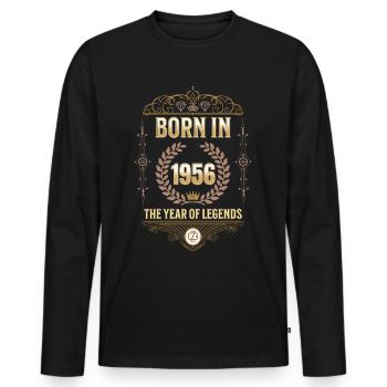 Born in 1956 – The Year of Legends Gift Idea - Men's Premium Organic Long Sleeve Shirt - black - Front - Nico (187cm)