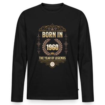 Born in 1960 – The Year of Legends Gift Idea - Men's Premium Organic Long Sleeve Shirt - black - Front - Nico (187cm)
