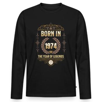 Born in 1974 – The Year of Legends Gift Idea - Men's Premium Organic Long Sleeve Shirt - black - Front - Nico (187cm)