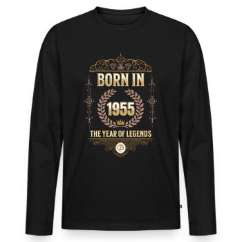 Geboren 1955 – Das Jahr der Legenden Geschenkidee - Männer Premium Bio Langarmshirt - Schwarz - Vorne - Nico (187cm)