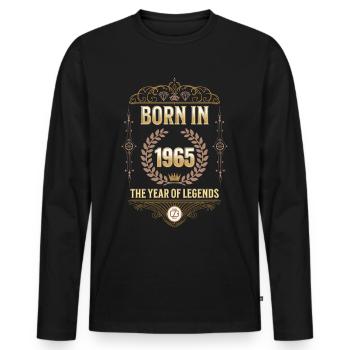 Born in 1965 – The Year of Legends Gift Idea - Men's Premium Organic Long Sleeve Shirt - black - Front - Nico (187cm)